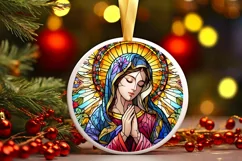 Stained Glass Christmas Round Ornament Sublimation Product Image 2