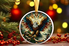 Stained Glass Christmas Round Ornament Sublimation Product Image 2