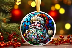 Stained Glass Christmas Round Ornament Sublimation Product Image 2