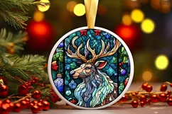 Stained Glass Christmas Round Ornament Sublimation Product Image 2