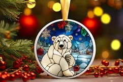 Stained Glass Christmas Round Ornament Sublimation Product Image 2