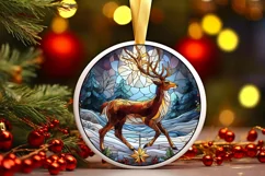 Stained Glass Christmas Round Ornament Sublimation Product Image 2