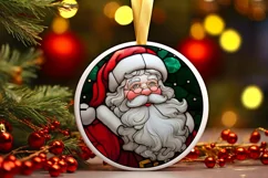 Stained Glass Christmas Round Ornament Sublimation Product Image 2