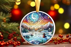 Stained Glass Christmas Round Ornament Sublimation Product Image 1