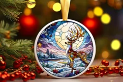 Stained Glass Christmas Round Ornament Sublimation Product Image 2