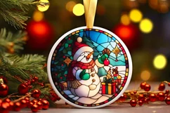Stained Glass Christmas Round Ornament Sublimation Product Image 1
