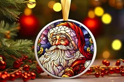 Stained Glass Christmas Round Ornament Sublimation Product Image 2