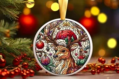 Stained Glass Christmas Round Ornament Sublimation Product Image 2