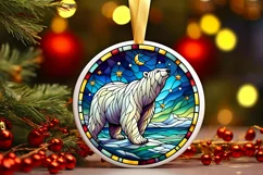 Stained Glass Christmas Round Ornament Sublimation Product Image 2