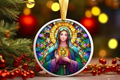 Stained Glass Christmas Round Ornament Sublimation Product Image 1