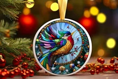 Stained Glass Christmas Round Ornament Sublimation Product Image 2
