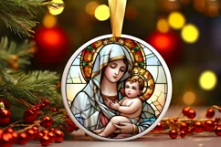 Stained Glass Christmas Round Ornament Sublimation Product Image 2