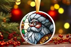 Stained Glass Christmas Round Ornament Sublimation Product Image 2