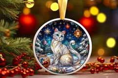 Stained Glass Christmas Round Ornament Sublimation Product Image 2