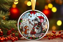 Stained Glass Christmas Round Ornament Sublimation Product Image 2
