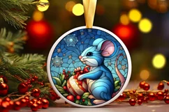 Stained Glass Christmas Round Ornament Sublimation Product Image 2