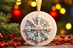 Snow Flake Christmas Round Cute Ornament Sublimation Product Image 1