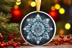 Snow Flake Christmas Round Cute Ornament Sublimation Product Image 2