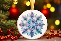Snow Flake Christmas Round Cute Ornament Sublimation Product Image 2