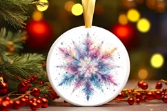 Snow Flake Christmas Round Cute Ornament Sublimation Product Image 2
