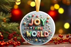 Joy To The World Christmas Round Cute Ornament Sublimation Product Image 2