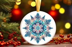 Snow Flake Christmas Round Cute Ornament Sublimation Product Image 2