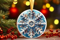 Snow Flake Christmas Round Ornament Sublimation Product Image 2