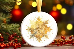 Snow Flake Christmas Round Cute Ornament Sublimation Product Image 1