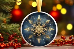 Snow Flake Christmas Round Cute Ornament Sublimation Product Image 1
