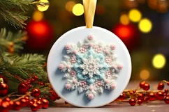 Snow Flake Christmas Round Cute Ornament Sublimation Product Image 2
