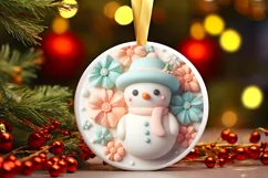 Christmas Round Snow Man Ornament Sublimation Product Image 2