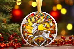 Christmas Round Cute Reindeer Ornament Sublimation Product Image 2