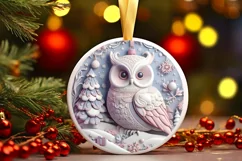 Christmas Round Cute 3D Owl Ornament Sublimation Product Image 2