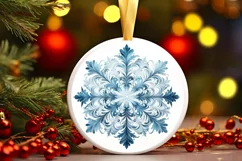 Snow Flake Christmas Round Cute Ornament Sublimation Product Image 2