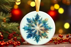 Snow Flake Christmas Round Cute Ornament Sublimation Product Image 2