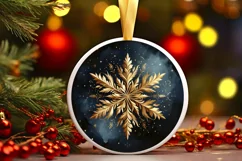 Snow Flake Christmas Round Cute Ornament Sublimation Product Image 2