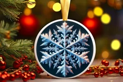Snow Flake Christmas Round Cute Ornament Sublimation Product Image 2