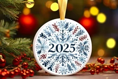2025 Christmas Snowflake Round Ornament PNG Product Image 3