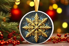 Snow Flake Christmas Round Cute Ornament Sublimation Product Image 1