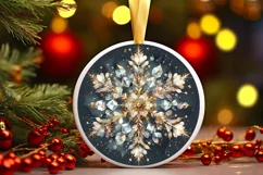 Snow Flake Christmas Round Cute Ornament Sublimation Product Image 2