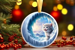 Icy Wall Round Sticker Winter Ornament Sublimation PNG Product Image 2