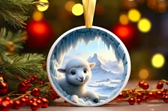 Lamb Smiling Round Ornament Sublimation PNG Product Image 1