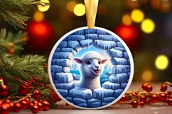 Icy Wall Round Sticker Winter Ornament Sublimation PNG Product Image 1