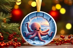 Icy Wall Round Bottom Ornament Sublimation PNG Product Image 1