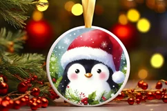 Round Penguin Christmass Sublimation PNG Product Image 2