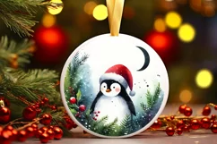 Round Melting Winter Scene with Penguin Ornament PNG Product Image 3