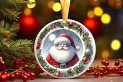 Round Christmas Santa Ornament Sublimation PNG Product Image 2