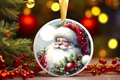 Santa Christmas Round Ornament Sublimation PNG Product Image 3