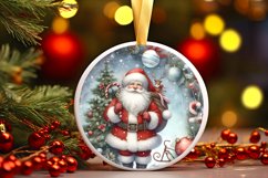 Round Christmas Santa Ornament Sublimation PNG Product Image 3