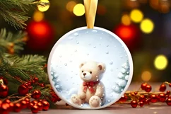 Round Melting Winter Scene Teddy Bear Ornament PNG Product Image 3
